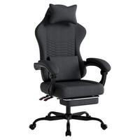 GAMING-STUHL ergonomischer, Bürostuhl mit Fußstütze & Lendenstütze - Schwarz, Textil (65/114/65cm)