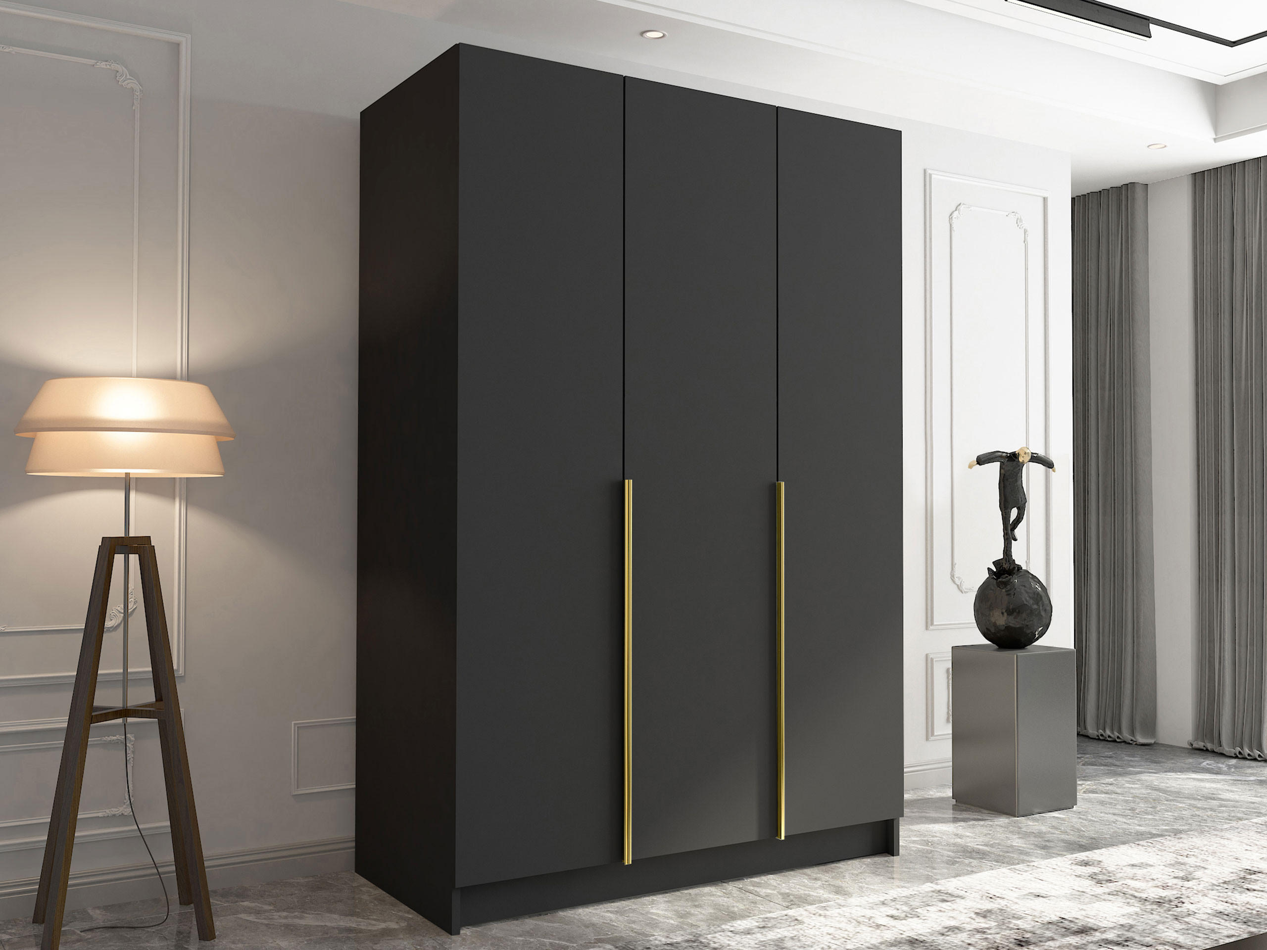 KLEIDERSCHRANK Calia I - Goldfarben, Holzwerkstoff/Metall (150/215/58cm) - MIRJAN24