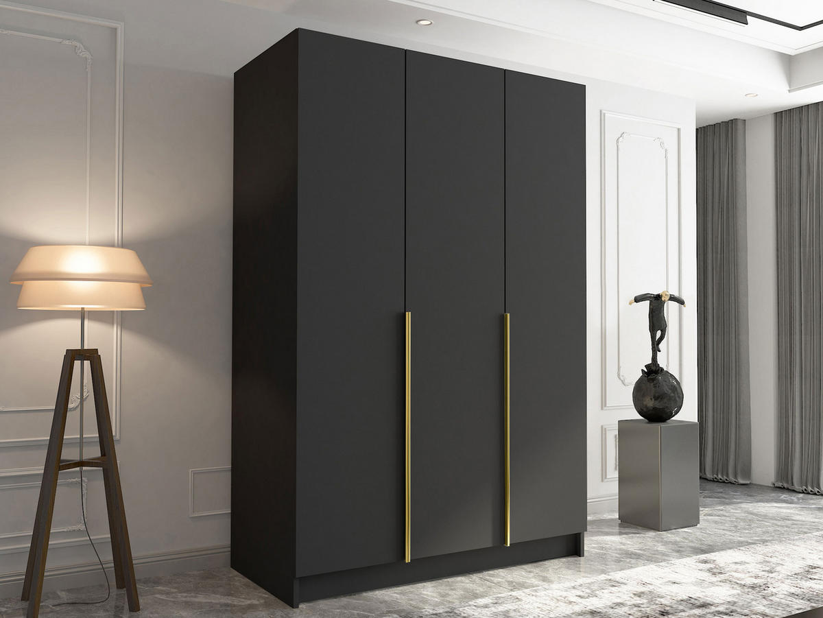 KLEIDERSCHRANK Calia I - Goldfarben, Holzwerkstoff/Metall (150/215/58cm) - MIRJAN24