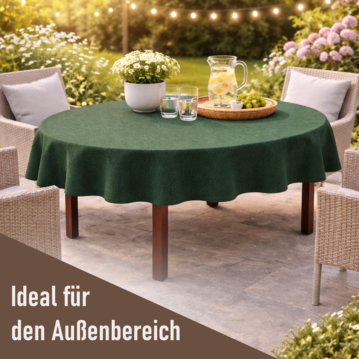 TISCHDECKE Garten Weichschaum 140x180cm - Dunkelgrün - Dunkelgrün, Kunststoff (180/140cm) - Bestlivings