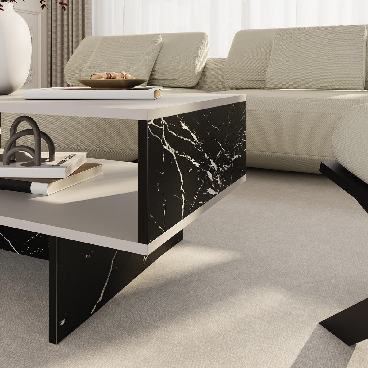 COUCHTISCH Mjölby 80/45/37 - Schwarz, Holzwerkstoff (45/80/37cm) - [en.casa]