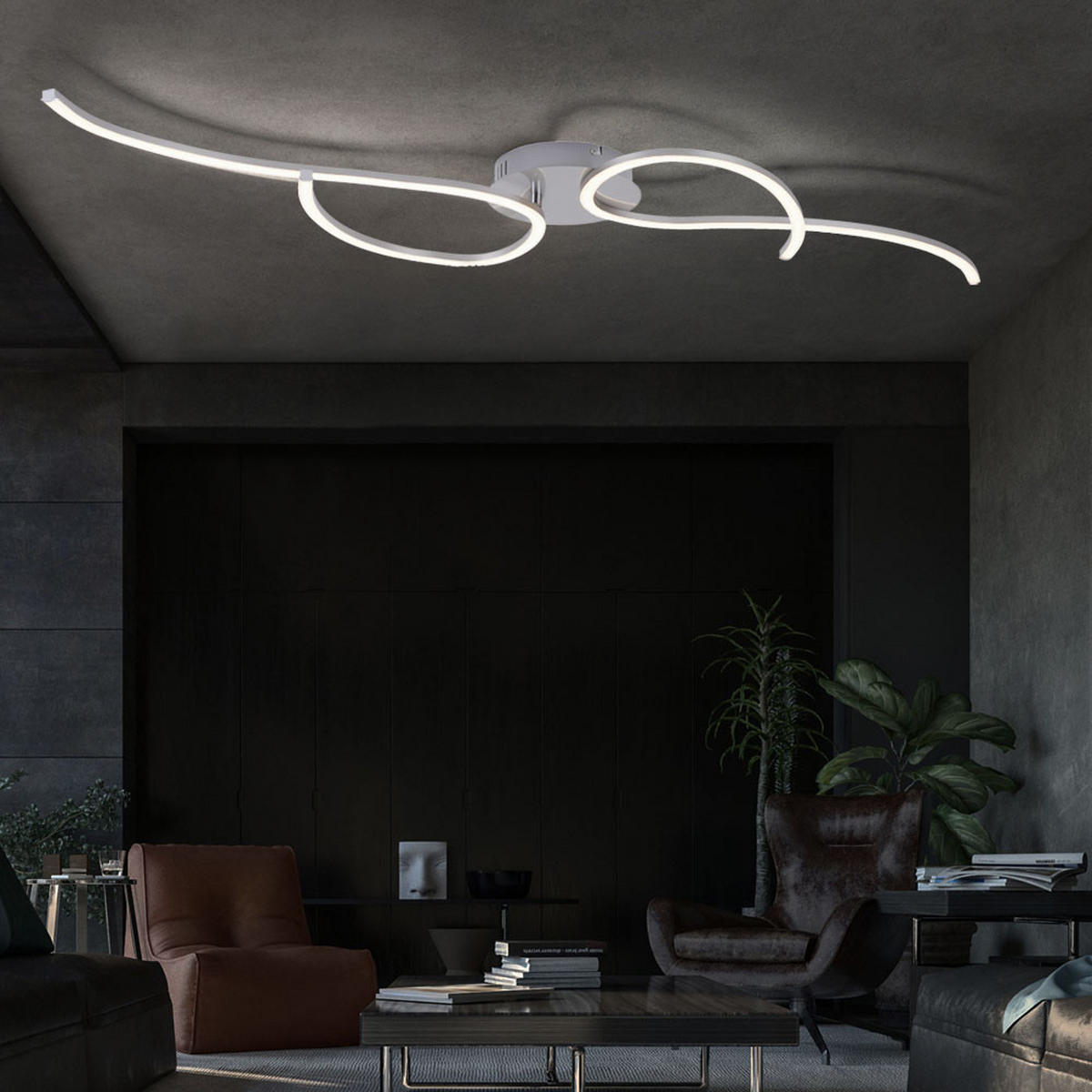 LED DECKENLEUCHTE Metall Silber TYLER - Silberfarben, Metall (128/38/9cm)