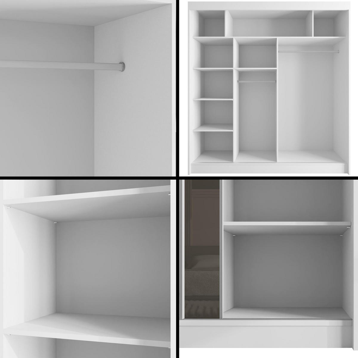 KLEIDERSCHRANK VESLI - 200 cm - Weiß|Grau - Weiß/Grau, Holzwerkstoff (200/215/61cm) - ALTDECOR