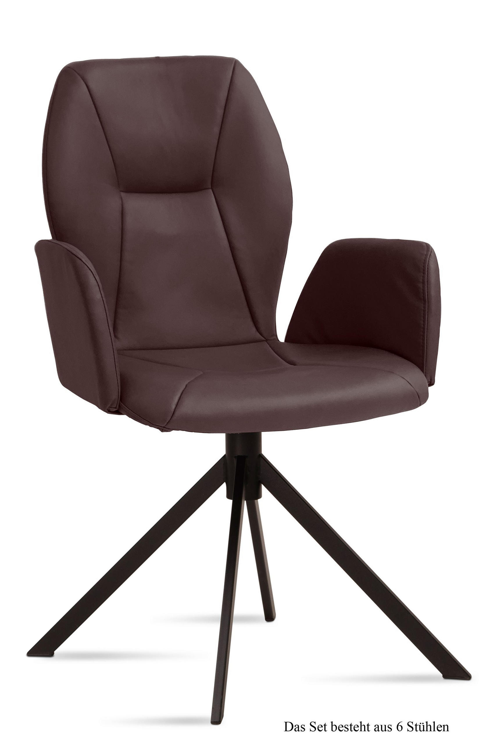 ARMLEHNSTUHL (6er-Set) Davita 58x92x60 Schwarz/Braun - Schwarz/Braun, Kunststoff (60/92/58cm) - 58aufmkessel