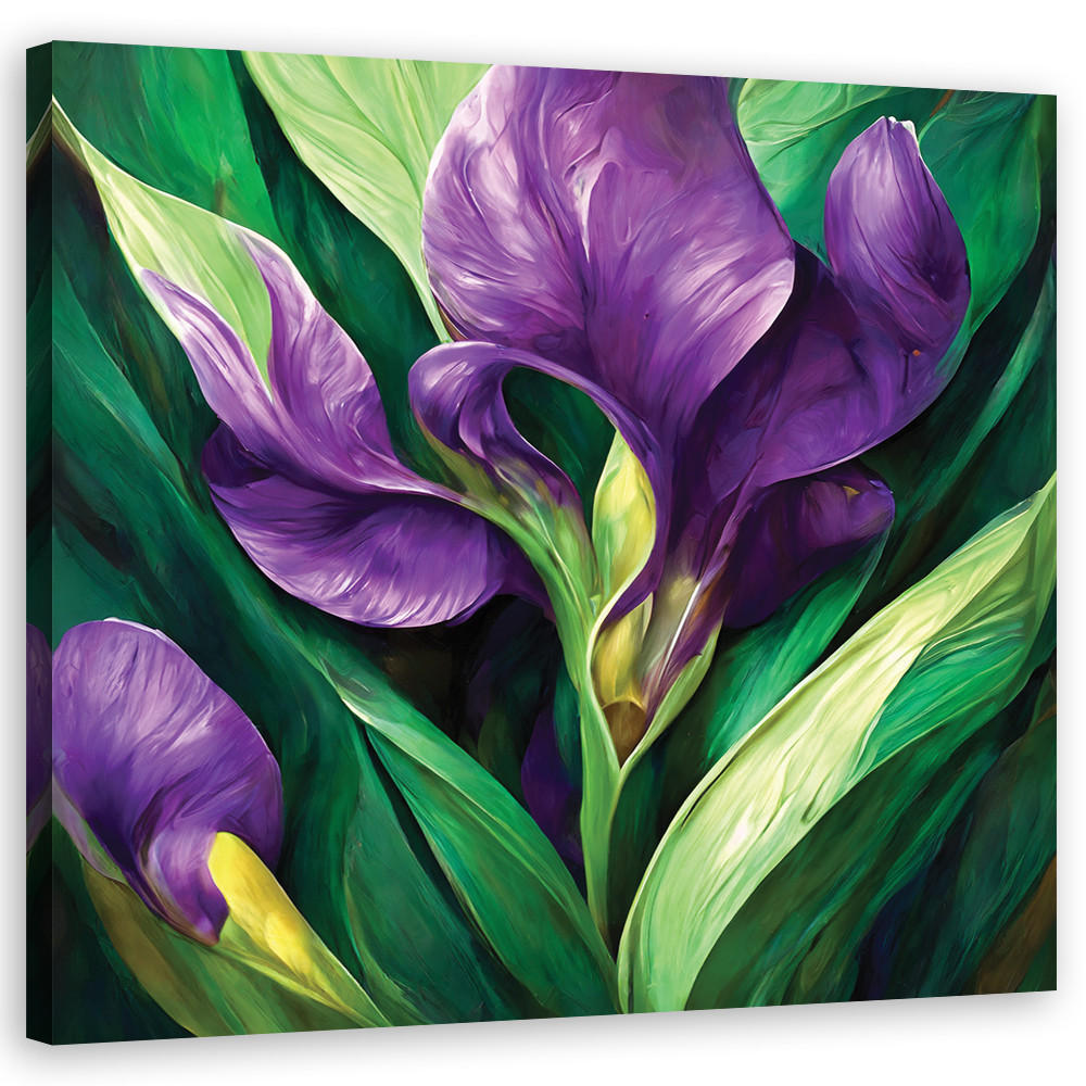 WANDBILD iris blumen natur - Lila, Textil (50/50cm) - Feeby