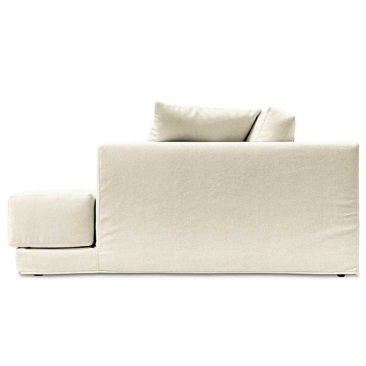 ECKSOFA mit Wechselbezug - Longchair, Webstoff - Creme/Schwarz, Kunststoff/Textil (260/155cm) - home24