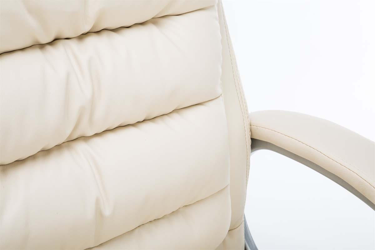 BÜROSTUHL SOUK - 116x68x77, Creme | Kunstleder - Creme, Leder/Metall (68/116/77cm) - DELUKE
