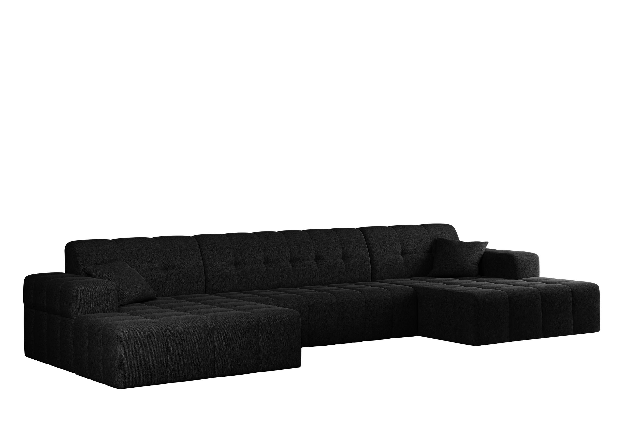 ECKSOFA U-form Wohnzimmer NIMES Stoff VERITA Schwarz - Schwarz, Holz/Textil (350/168cm) - Kaiser Möbel