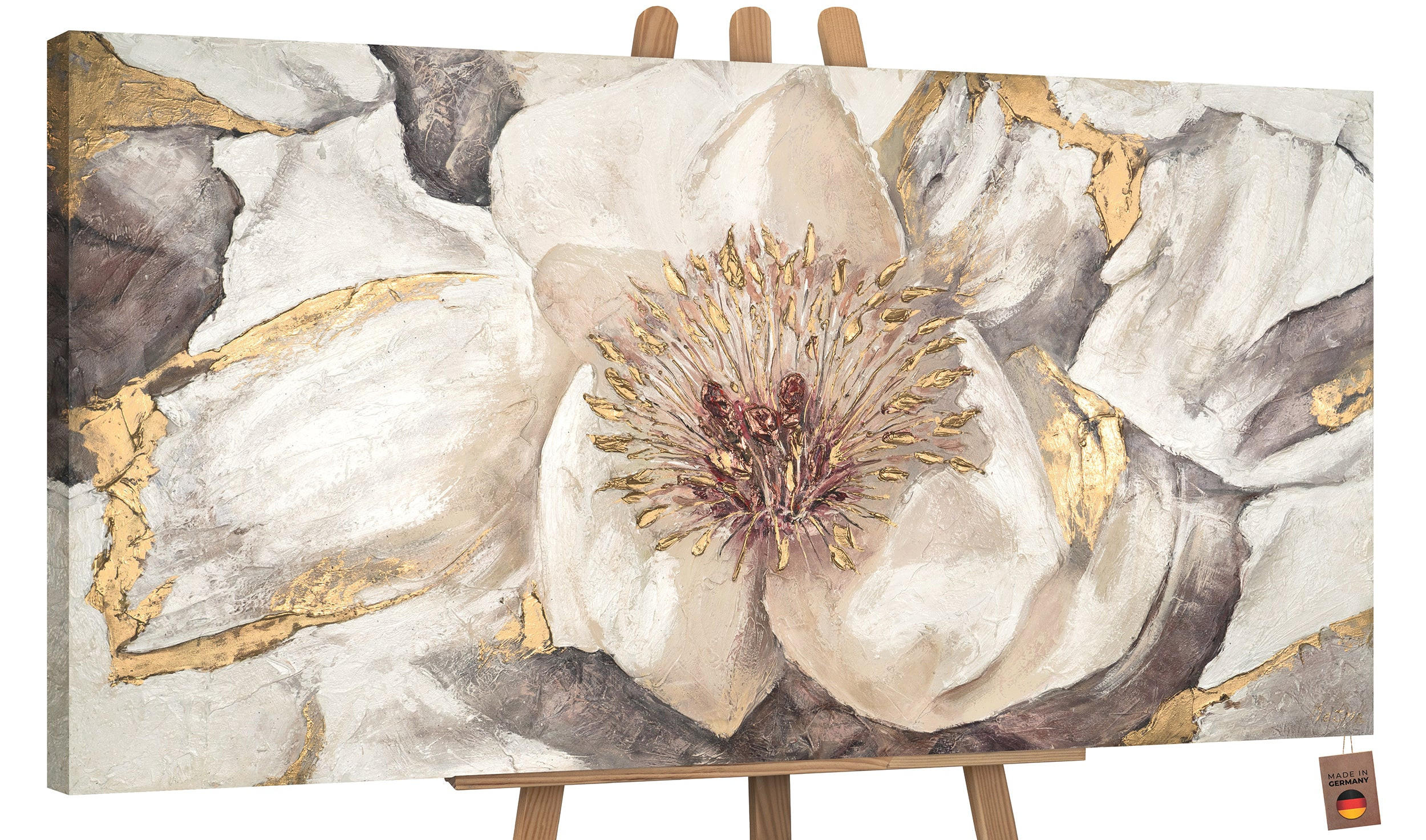 GEMÄLDE Malve auf Keilrahmen 200x100 cm - Braun, Holz (200/100cm) - YS-art gallery