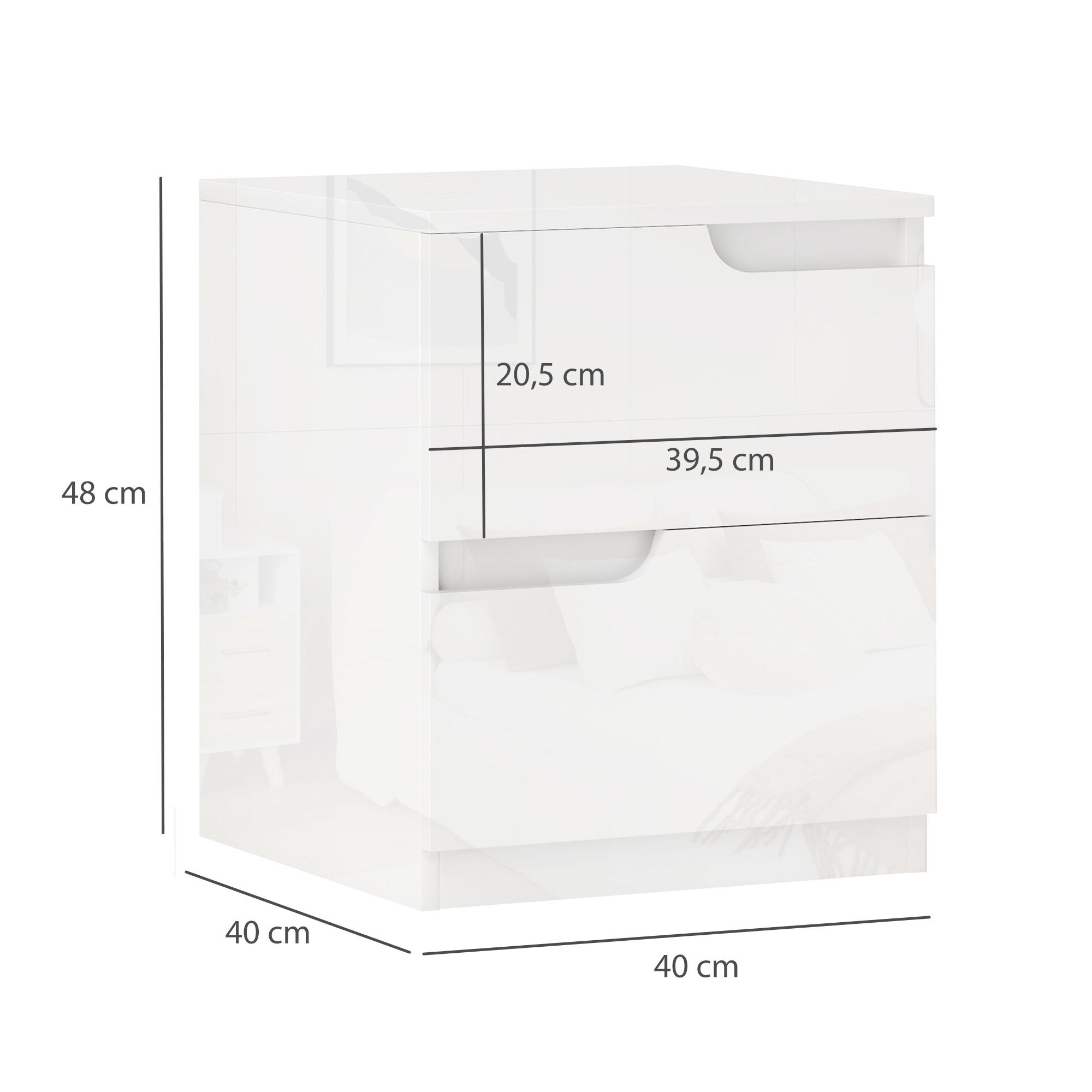 Thumbnail - Homcom Nachtschrank, Weiß, Holzwerkstoff, 40x48x40 cm, Schlafzimmer, Nachttische