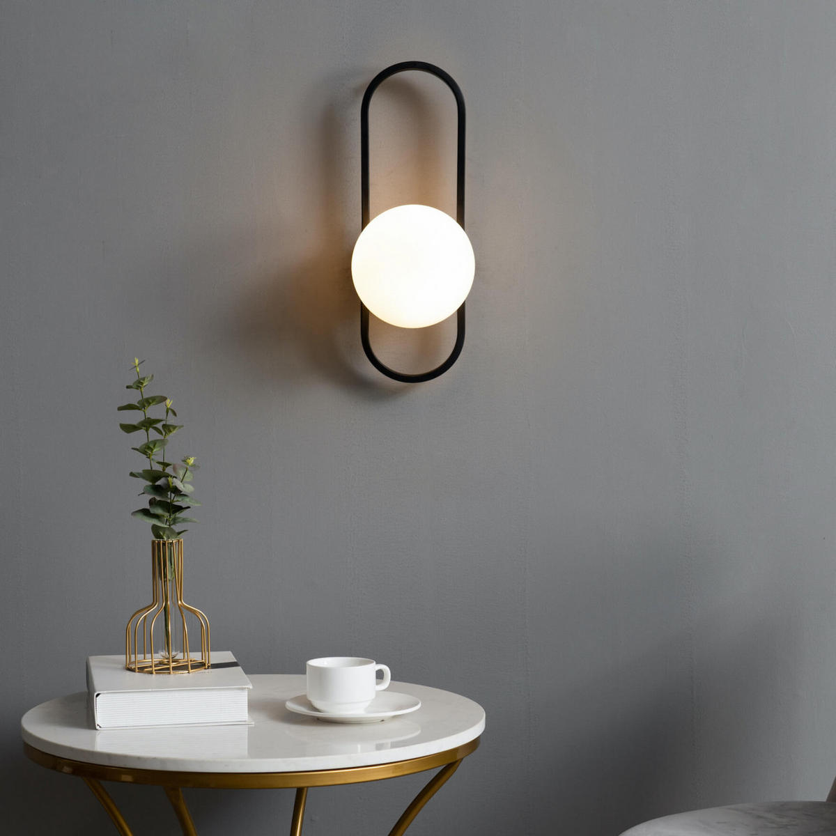 WANDLEUCHTE Belisto, Schwarz und weiß, 40cm - Weiß, Glas (15/40/15cm) - KOSILUM