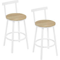BARHOCKER 2er Set mit Lehne, Helle Holzoptik - Ahornfarben/Weiß, Holzwerkstoff/Metall (51.5/89/51.5cm) - Woltu