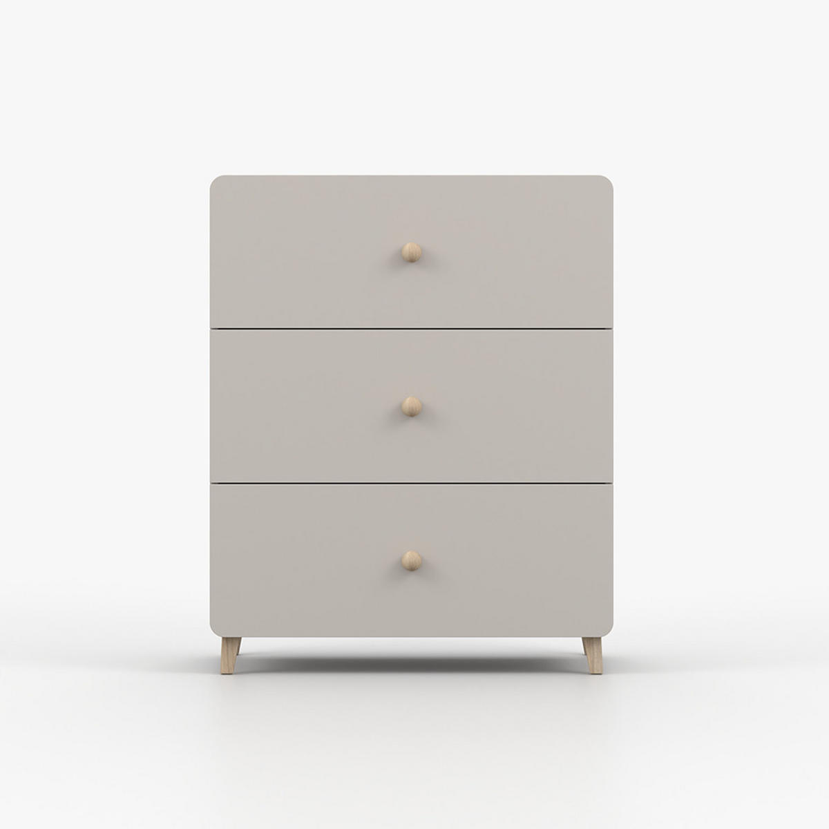 KOMMODE MARIO 3S 90 cm Kaschmir/Kaschmir, drei Schubladen, Holzgriffe - Kaschmir, Holzwerkstoff (80/99/40cm) - imoebel24