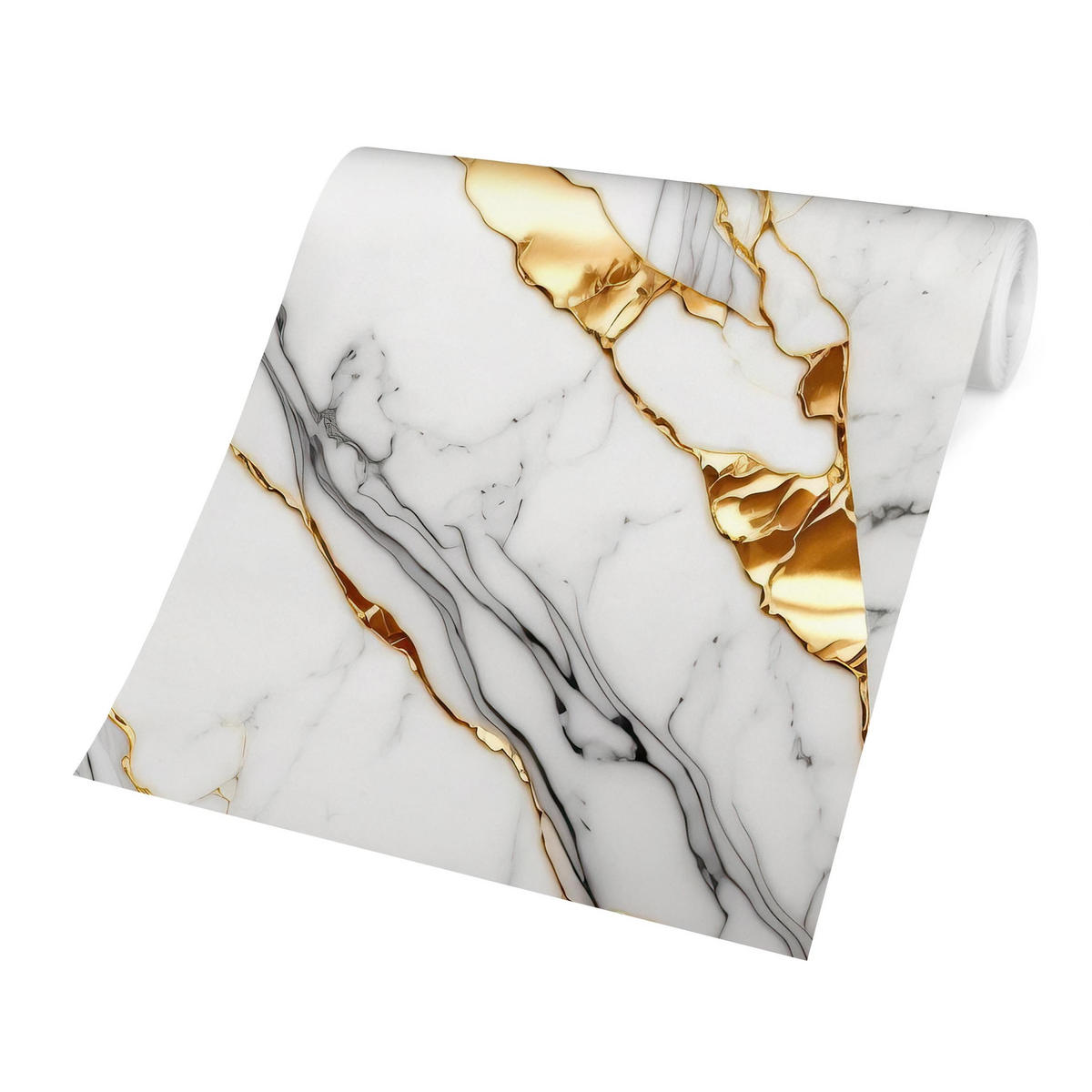 FOTOTAPETE Weißer Marmor mit Goldeffekt 288/288 cm - Schwarz, Papier (288/288cm) - Bilderwelten
