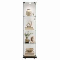 LED-VITRINE, 4-stufig mit Einzeltür, Schwarzrahmen - Schwarz, Glas (39.8/163/35cm) - Joyfair