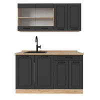 SINGLEKÜCHE R-Line Anthrazit Landhaus/Goldkraft Eiche 140 cm ohne Arbeitsplatte - Honigeiche/Anthrazit, Holzwerkstoff (140/81.6/46cm) - Vicco