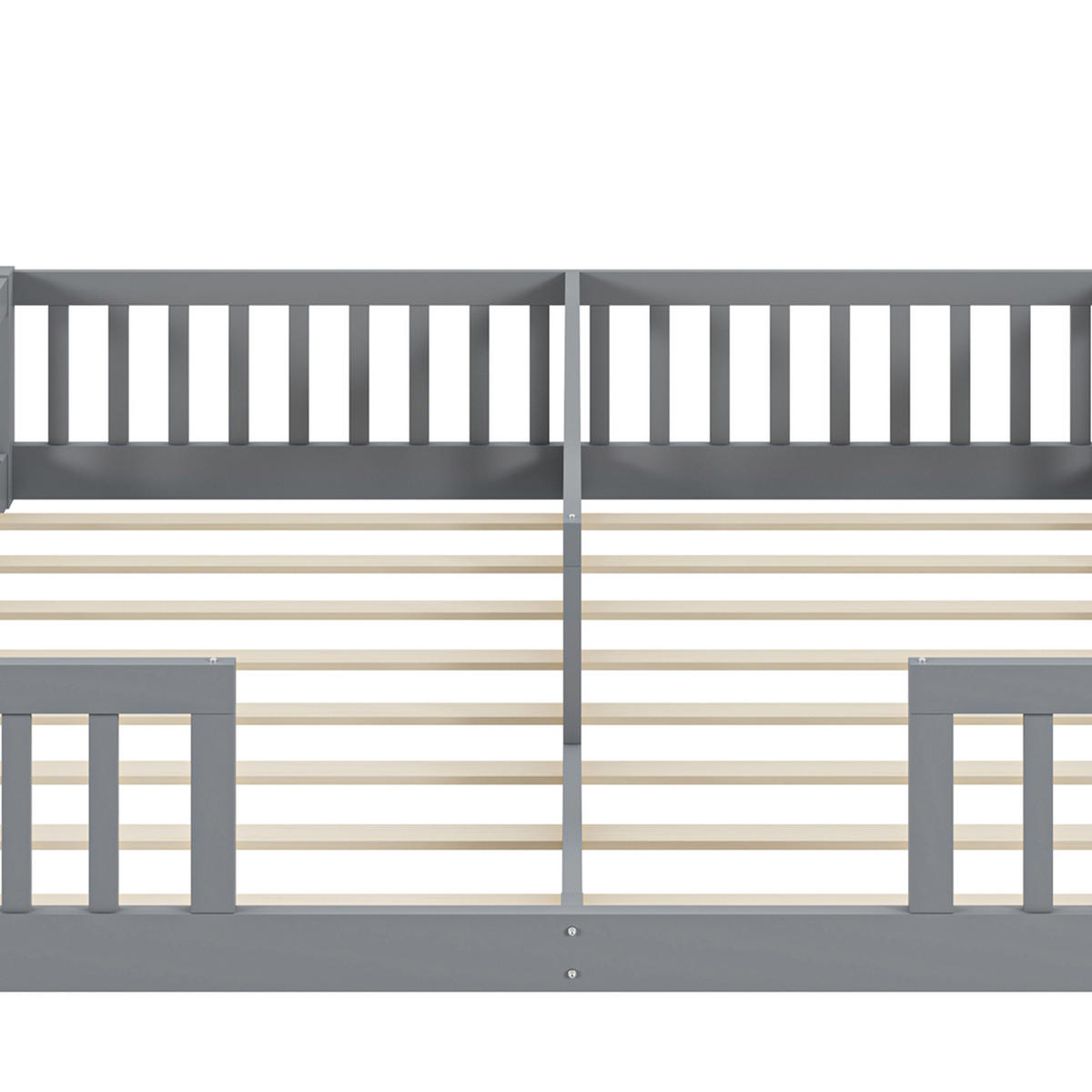KINDERBETT 90/200 cm & 90/200 cm in Grau mit Sicherheitsgitter und Lattenrost Kiefernholz minimalistisches Design - Grau, Holzwerkstoff (90/200cm) - STILVORA