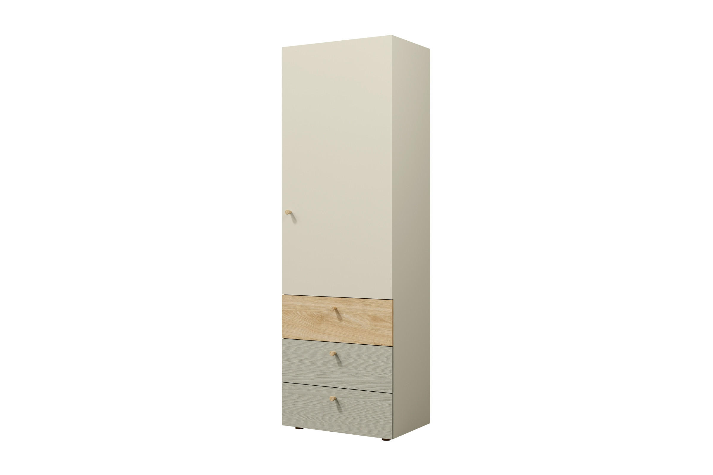 Deine Möbel 24 Kinderregal Greige, Eiche, Eukalyptusholz 60x185x40 cm