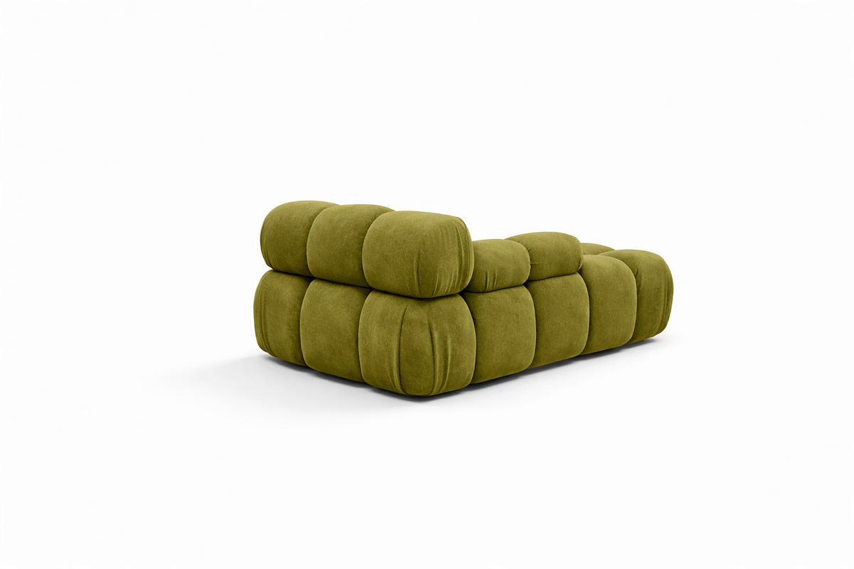 CHAISELONGUE Modular, Veloursstoff Salvador, Olive, Rechts, Selia - Ecru/Olivgrün, Holz (95/70/160cm) - Kaiser Möbel