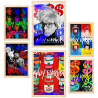 POSTER Set Mit 6 Iconico Graffiti Pop Di Andy Warhol A3 & A4 Rahmen Aus Hellem Holz - Beige, Papier (29/3cm) - Nacnic