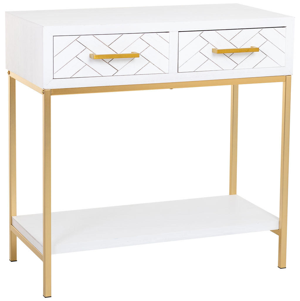 KONSOLENTISCH aus Metall und Holz, 80x42x79cm - Weiß, Holz (42/80/79cm) - Wanderlust