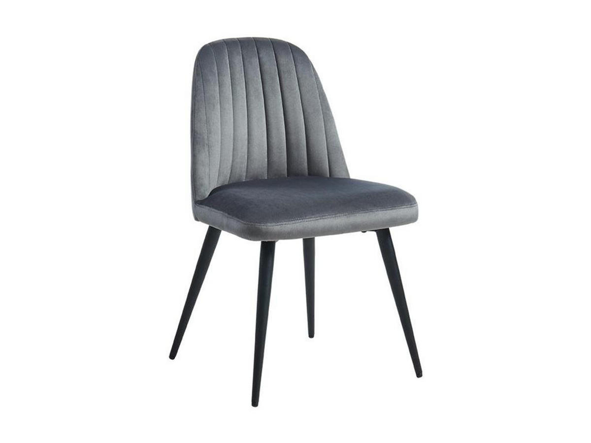 STUHL 2er-Set - Samt & schwarzes Metall - Grau - ELEANA - Grau, Textil (52/81/49cm) - Vente-Unique