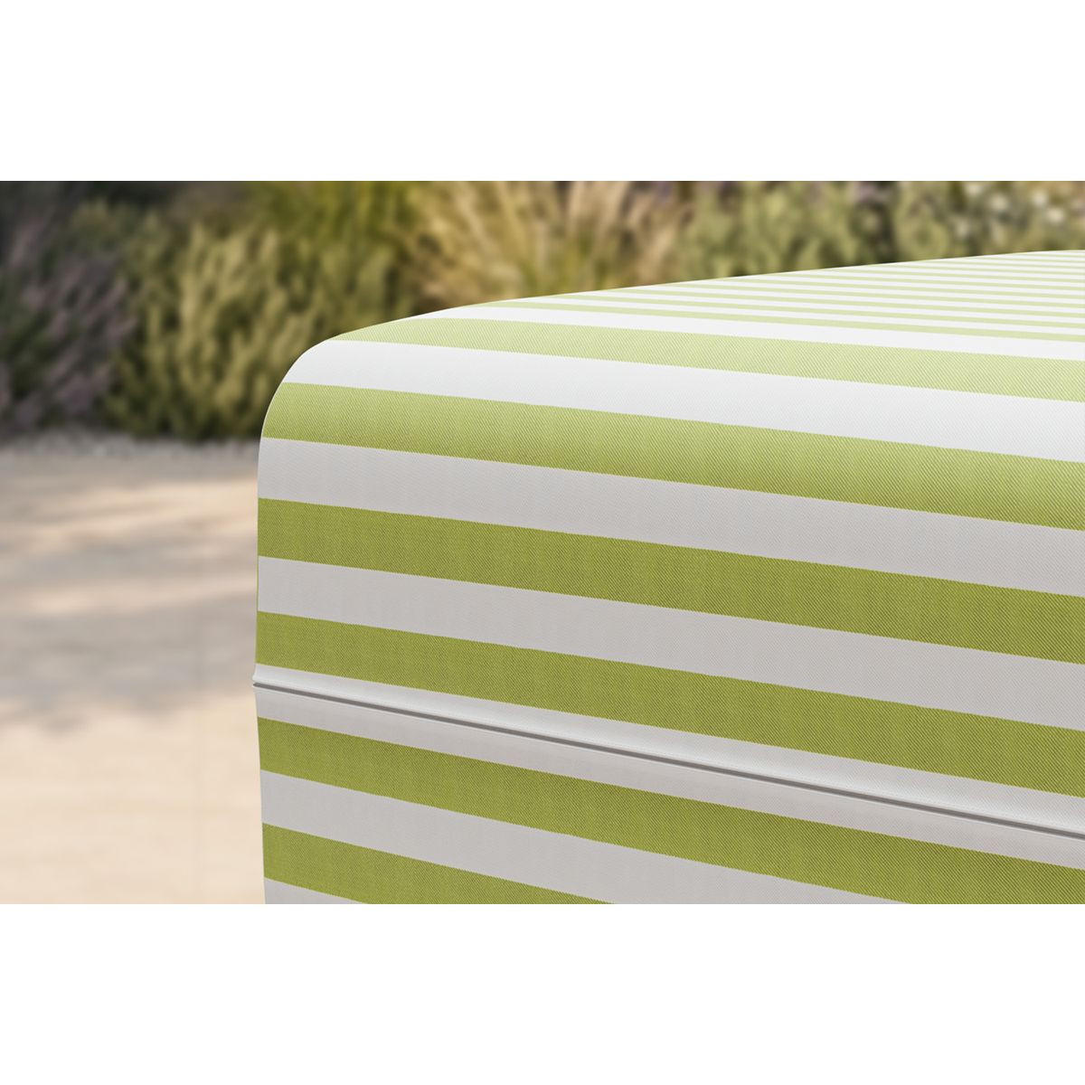 OUTDOOR-POUF mit Streifen, weiß und anisgrün - Hellgrün, Textil (95/42/95cm)
