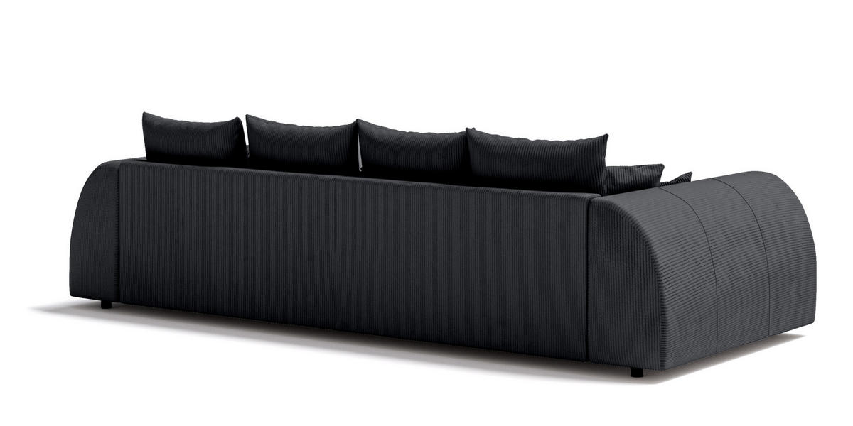 BIGSOFA Levana 5 Sitzer Schwarz Cord-Stoff - Schwarz, Holz/Kunststoff (310/86/135cm) - S-Style Möbel