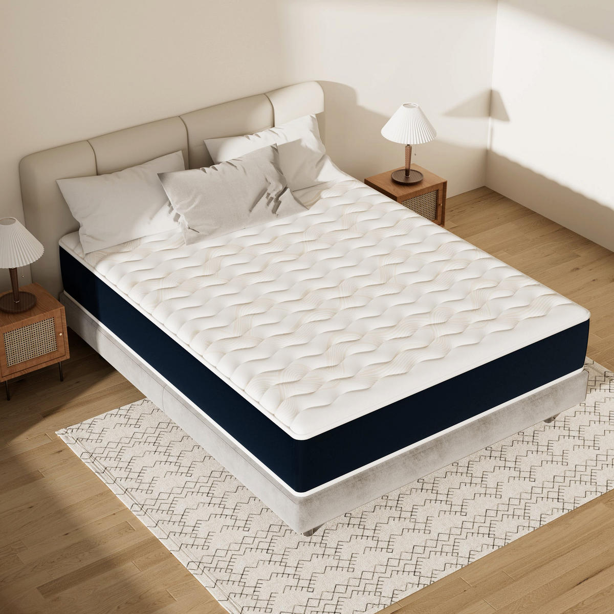 SCHAUMSTOFFMATRATZE 140/200 cm, Höhe ca.: 32 cm, atmungsaktiv, 7-Zonen-Stützung, beidseitig verwendbar - Multicolor, Textil (140/200cm) - DEWINNER