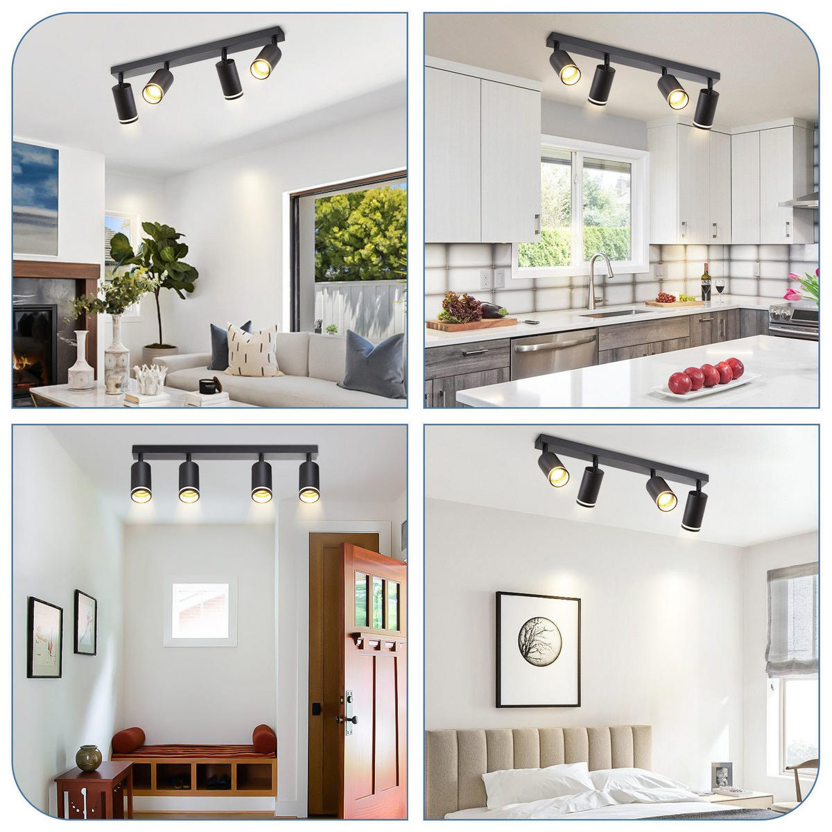 STRAHLER Herne 4-flammig 58/5/17 cm - Schwarz, Metall (58/5/17cm) - Nettlife