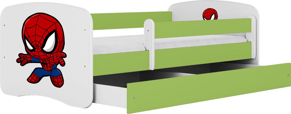 KINDERBETT Emily mit Schublade und Matratze, Grün 70x140 cm - Grün, Holzwerkstoff (140/70cm) - WFL GROUP