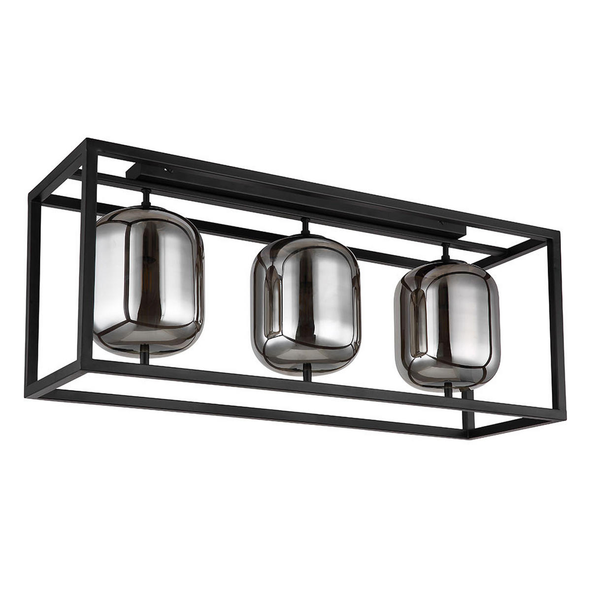 LED DECKENLEUCHTE BLACKY Metall Schwarz Glas - Schwarz, Holz (77.5/25/32.5cm) - Globo Lighting