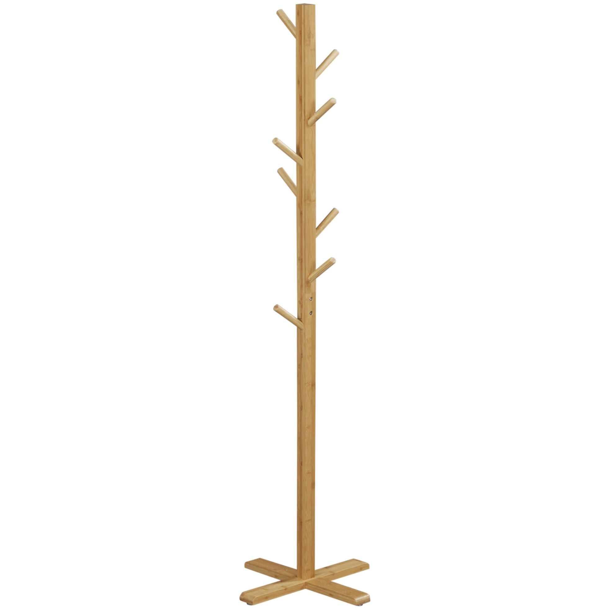GARDEROBENSTÄNDER 49,5/49,5/178 cm natur aus Bambus mit 8 Haken - Naturfarben, Naturmaterialien (49.5/178/49.5cm) - OKWISH
