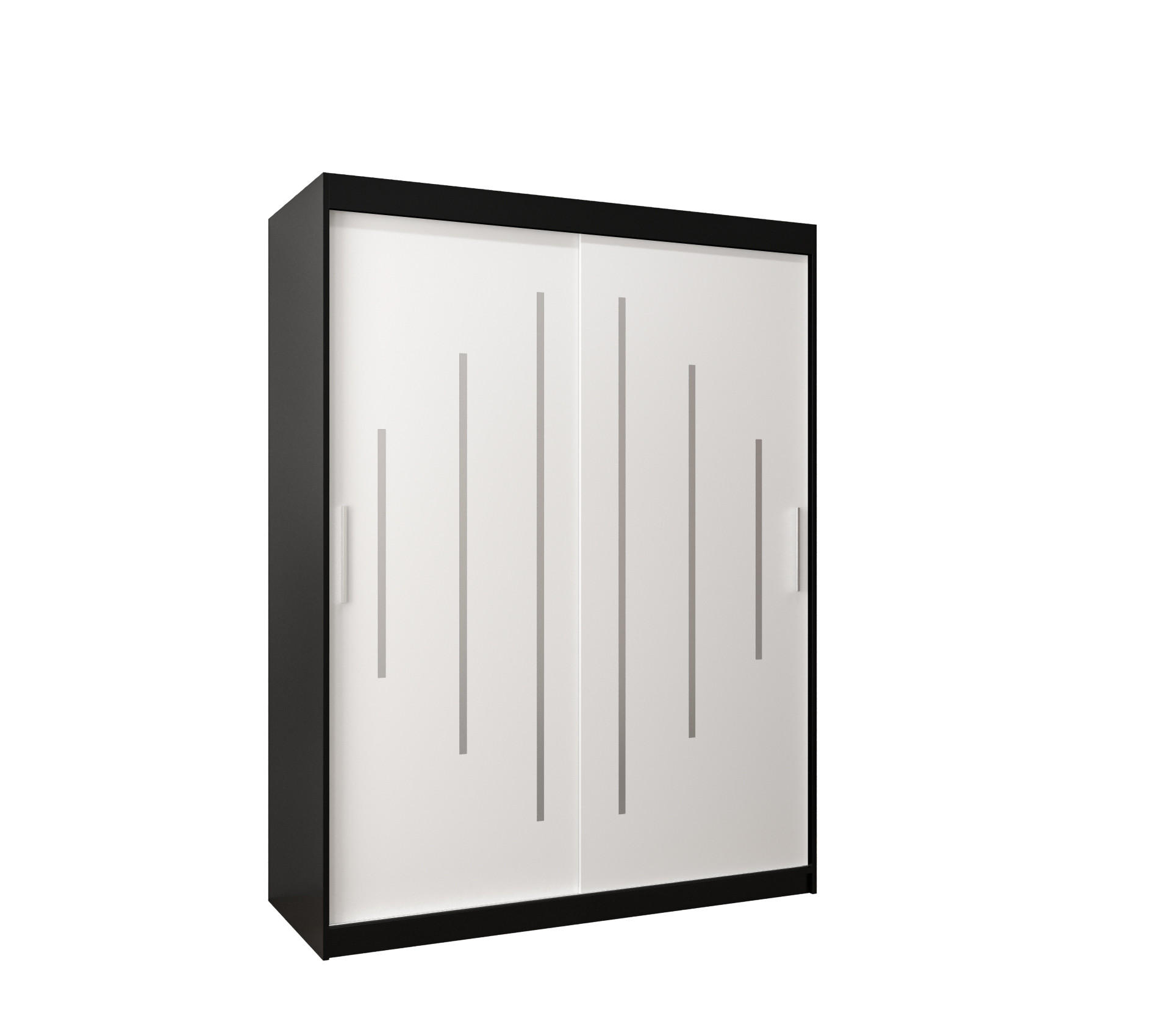 SCHWEBETÜRENSCHRANK 200/150/62 2-türig - Silberfarben/Schwarz, Holz/Kunststoff (150/200/62cm) - Abiks Möbel