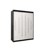 SCHWEBETÜRENSCHRANK 200/150/62 2-türig - Silberfarben/Schwarz, Holz/Kunststoff (150/200/62cm) - Abiks Möbel