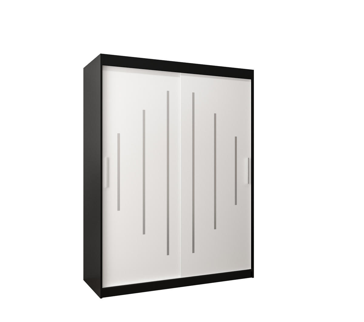 SCHWEBETÜRENSCHRANK 200/150/62 2-türig - Silberfarben/Schwarz, Holz/Kunststoff (150/200/62cm) - Abiks Möbel