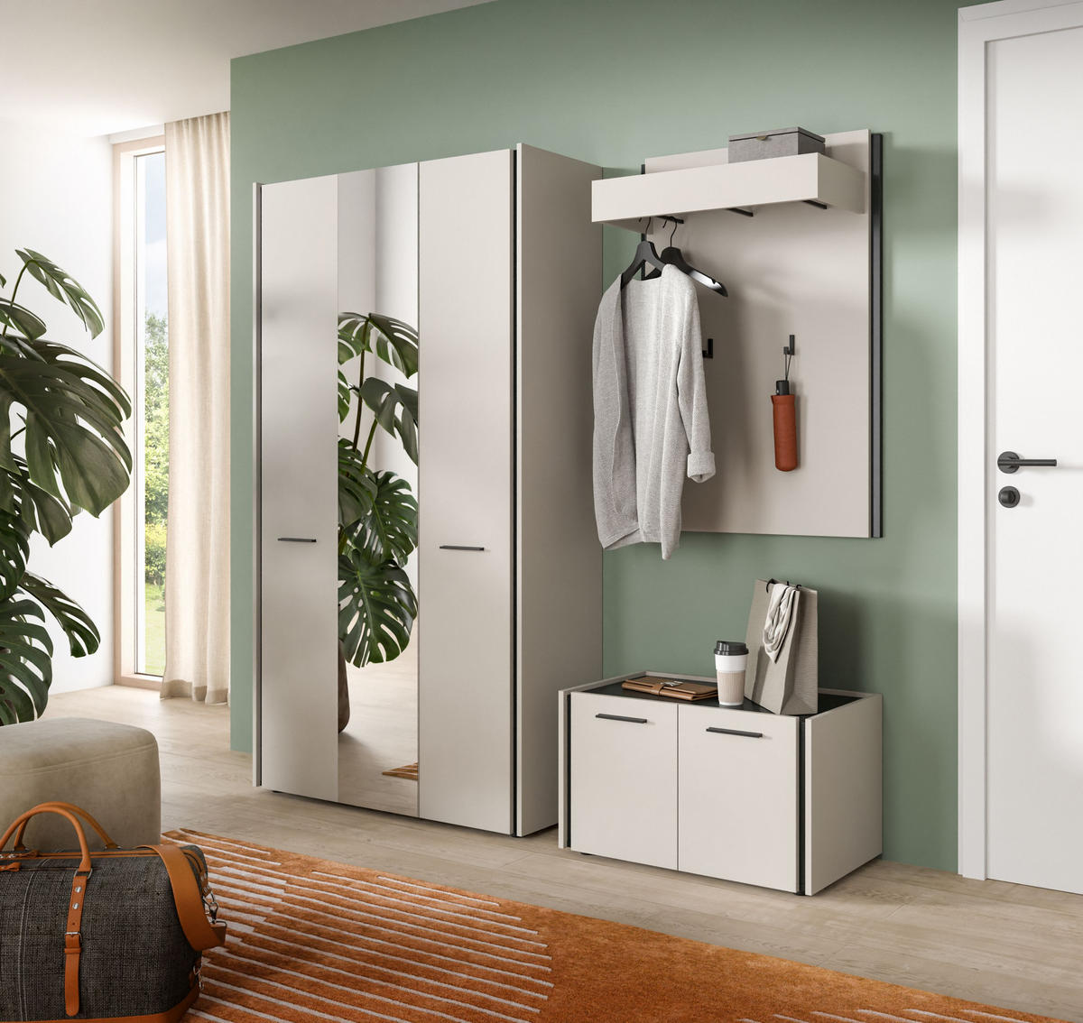 GARDEROBEN-SET Emil Kaschmir 197/40/190 cm - Beige, Holzwerkstoff (197/190/40cm) - Xonox