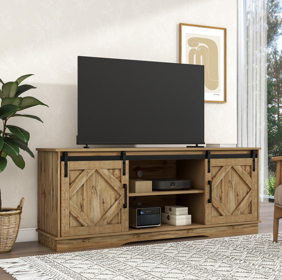 TV-SCHRANK in Braun mit Schiebetüren und höhenverstellbaren Regalen 150/40/60 cm - Braun, Holzwerkstoff (150/60/40cm) - Redom