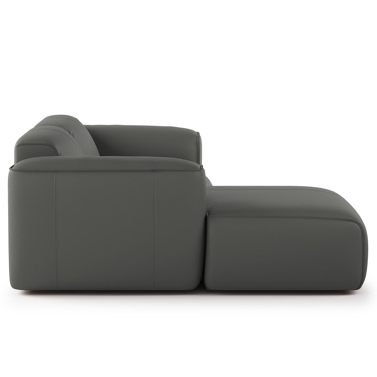 ECKSOFA mit XL-Longchair - Schwarz/Grau, Leder/Kunststoff (260/171cm) - home24