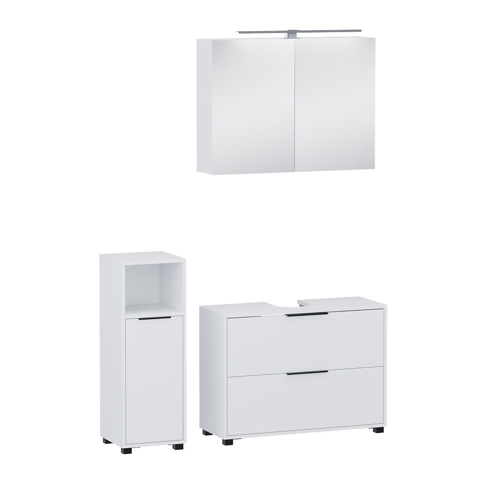 BADMÖBEL-SET Alina Weiß 3 Teile - Weiß, Holzwerkstoff (80/60/30cm) - Vicco