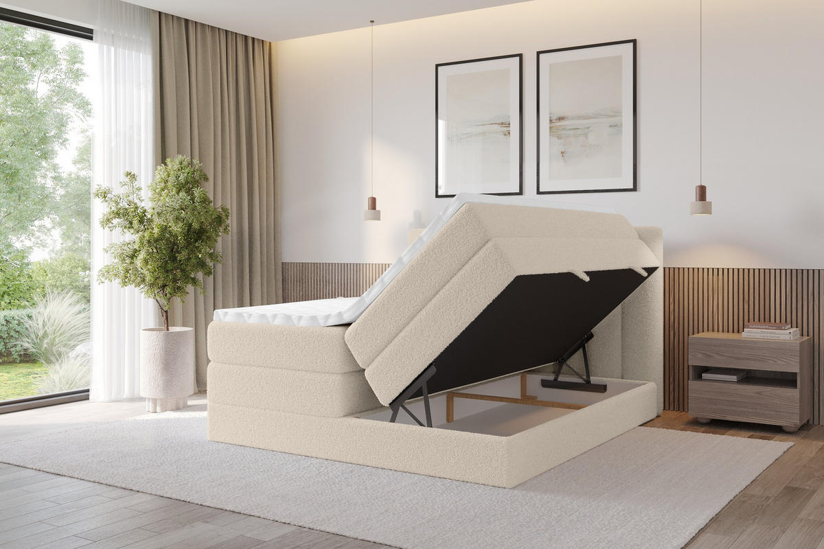BOXSPRINGOVÁ POSTEL s matrací H3/H4 - OTTA KING - 120x200 cm Tmavě béžová - kapučínová, kompozitní dřevo (120/200cm) - ALTDECOR
