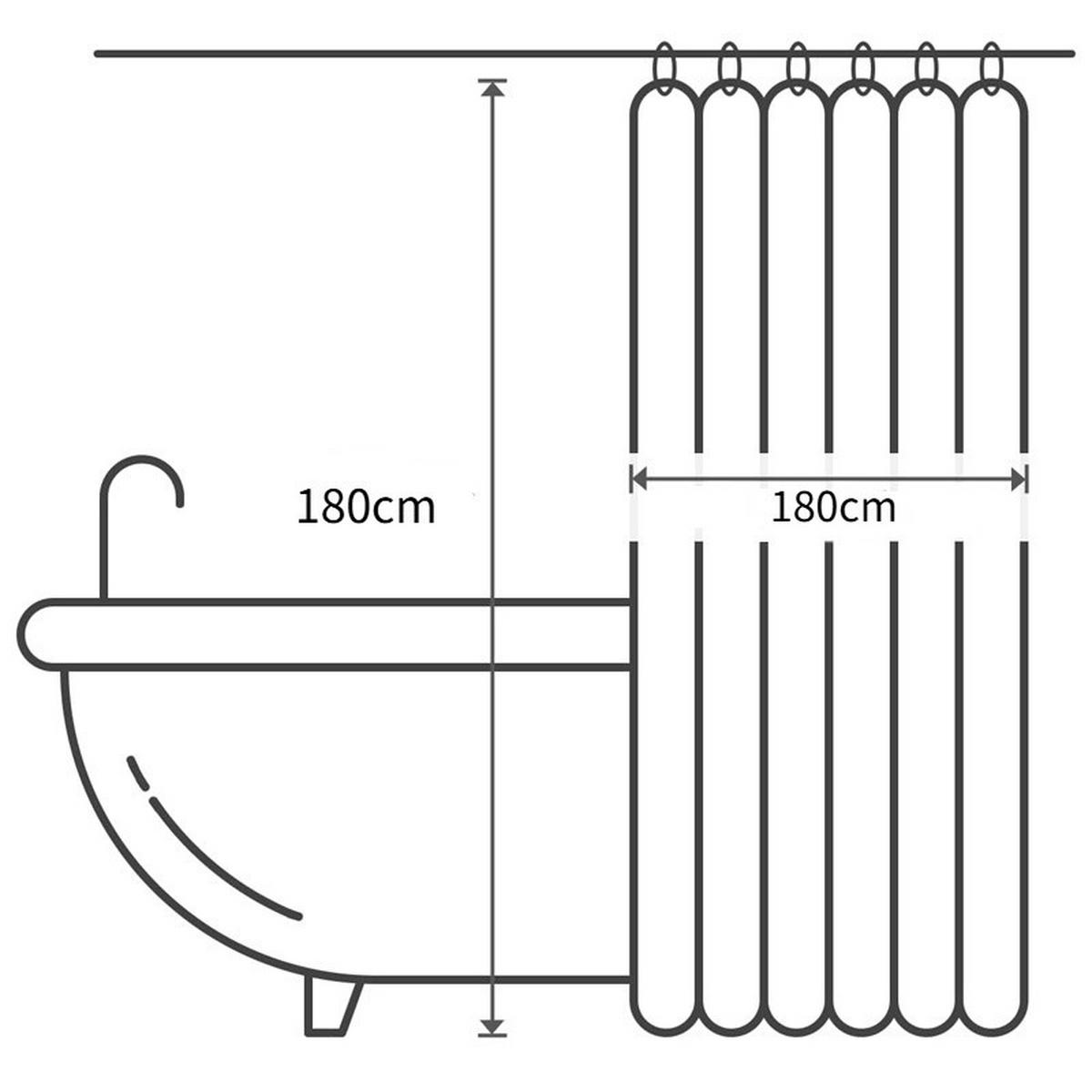 DUSCHVORHANG Waffelstruktur mit Ring für Badewanne und Dusche Weiß - Weiß, Textil (180/180cm) - MCBOSON