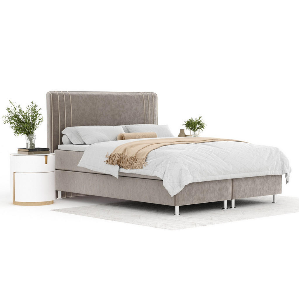 Thumbnail - Maison de Reve Boxspringbett, Taupe, Textil, Buche, Kiefer, H3, Höhe ca. 21 cm, 140x200 cm, Oeko-Tex® Standard 100, FSC ...
