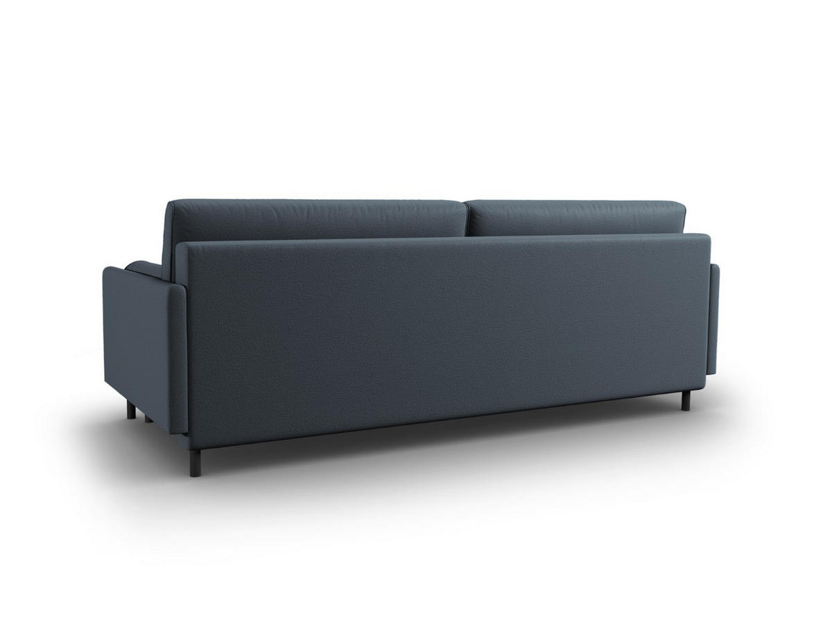AUSKLAPPBARES-SOFA mit Bettkasten Scott aus strukturiertem Stoff blau 3 Sitzplätze - Blau, Textil (97/87/212cm) - Micadoni