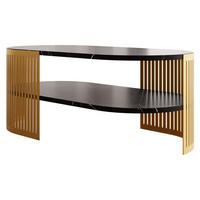 COUCHSITCH Fikoli Oval Gold II - Goldfarben/Schwarz, Holzwerkstoff/Metall (100/50/40cm) - MIRJAN24