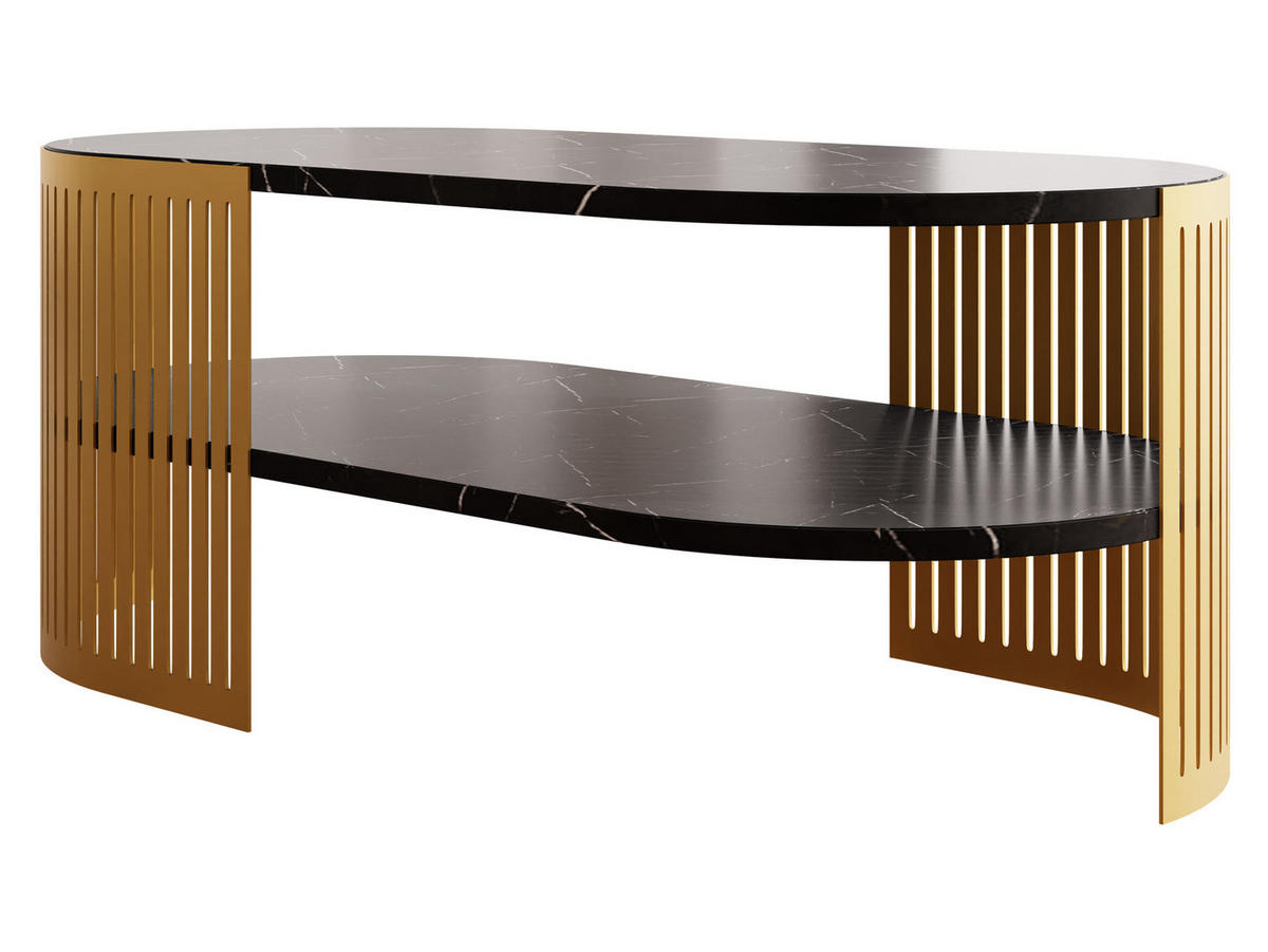 COUCHSITCH Fikoli Oval Gold II - Goldfarben/Schwarz, Holzwerkstoff/Metall (100/50/40cm) - MIRJAN24