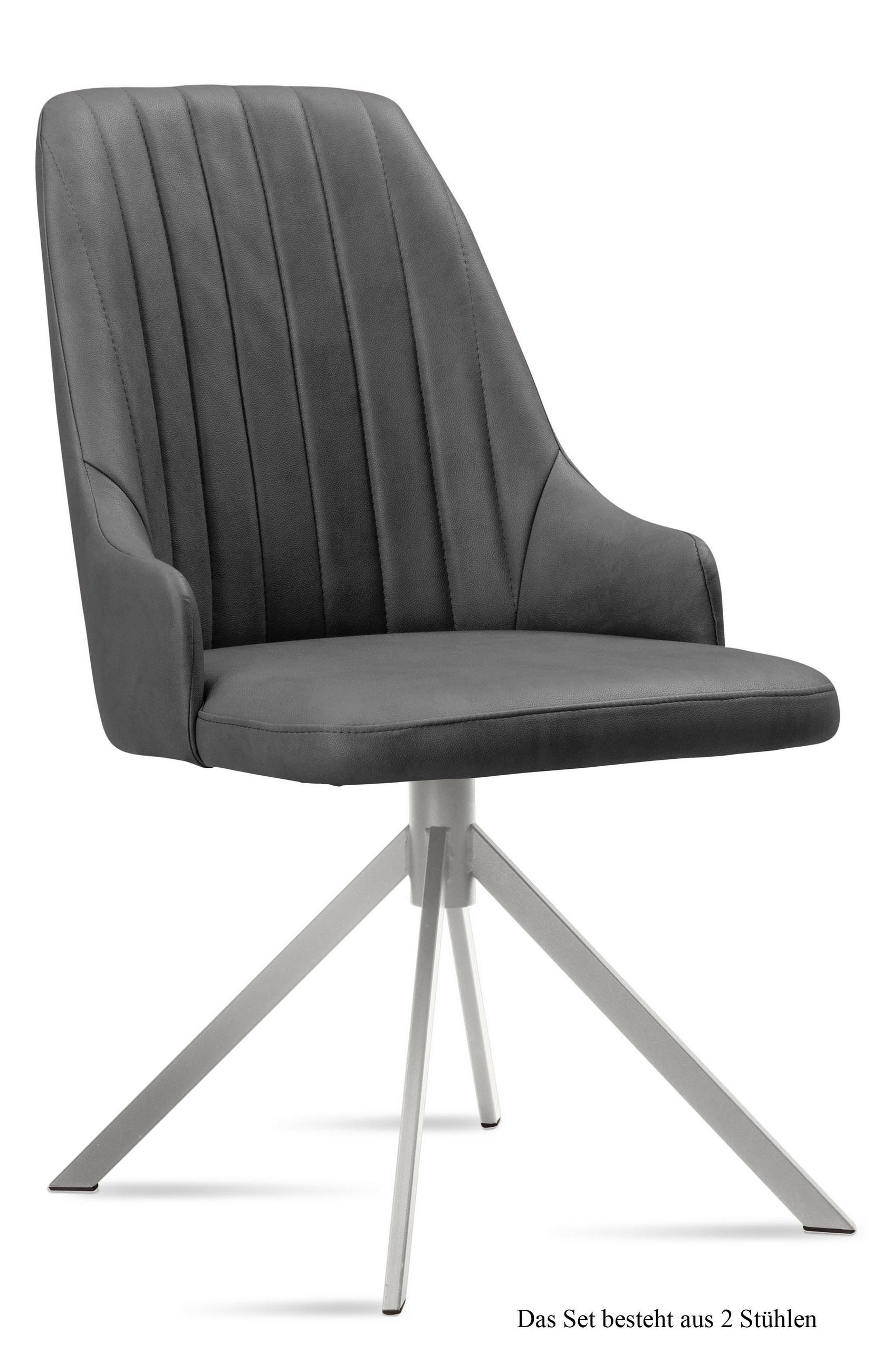 ESSZIMMERSTUHL (2er-Set) Dorrit 52x91x60 Edelstahl/Grau - Edelstahlfarben/Grau, Kunststoff (60/91/52cm) - 58aufmkessel