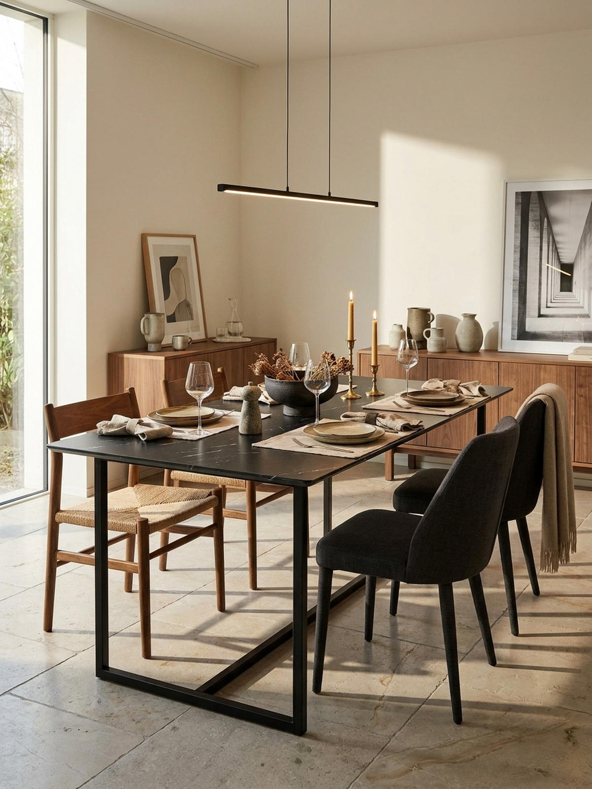 ESSTISCH Marmoroptik Metall Rechteckig Modern Klein, Schwarz 200x90x76 cm - Schwarz, Holzwerkstoff/Metall (90/200/76cm) - KADIMA DESIGN