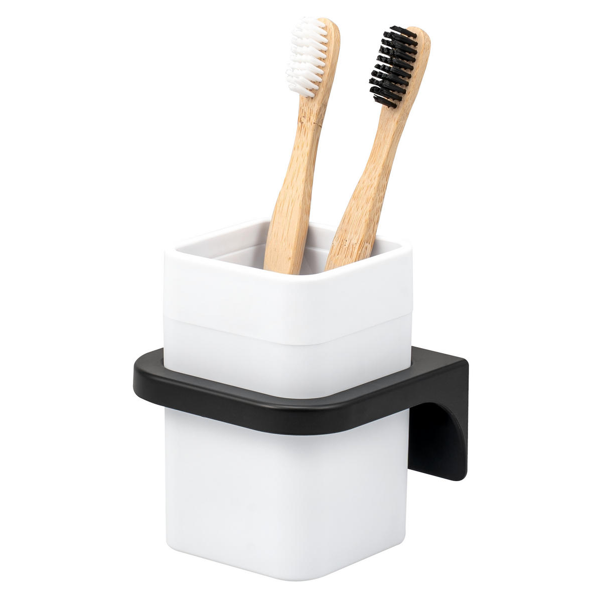 ZAHNPUTZBECHER SAVONA Softtouch, weiß, eckig - Weiß, Kunststoff (9/10.5/9cm) - bremermann