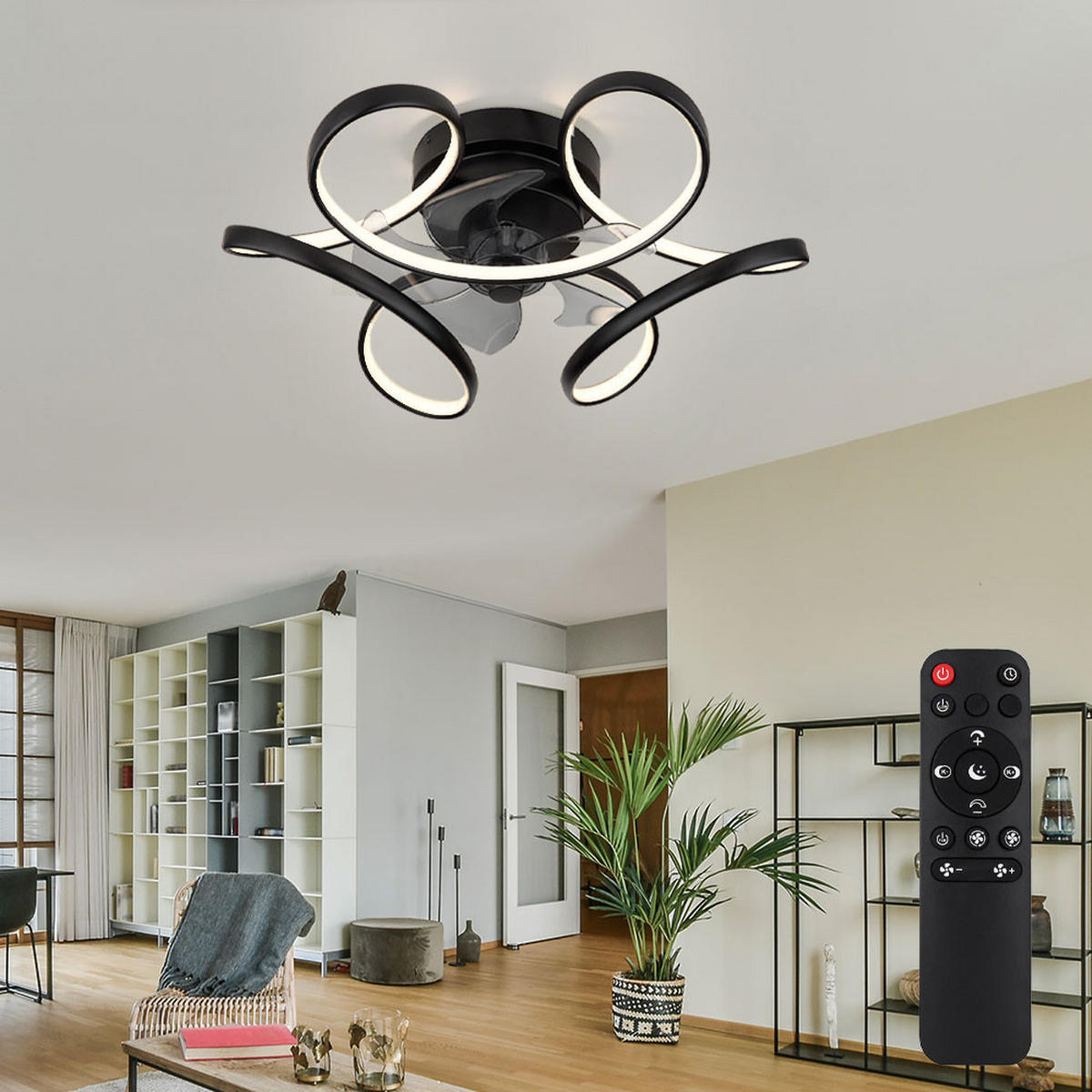 LED DECKENLEUCHTE Metall Schwarz - Schwarz, Metall (56/56/21cm) - Globo Lighting